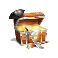 Ilustración del cofre del tesoro pirata