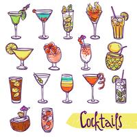 Cocktail Sketch Set vector