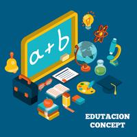 Concepto isométrico de educación vector