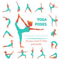 Iconos de posturas de yoga vector
