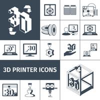 Impresora 3d iconos vector