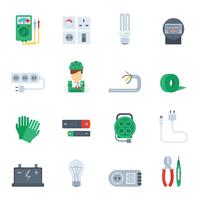 Electricity Icon Flat Set vector