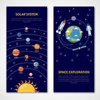 Sistema solar y banners de exploración espacial. vector