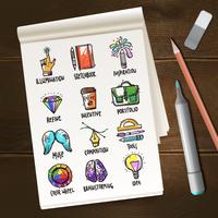 Notebook With Creative Process Sketches vector