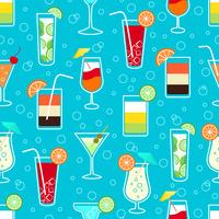 Seamless pattern with alcohol cocktail drinks vector