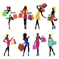 Shopping girl silhouettes vector