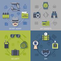 Spy gadgets 4 flat icons composition vector