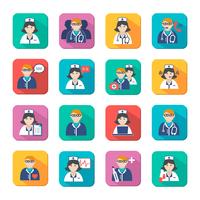 Medicina médicos y enfermeras iconos conjunto vector