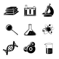 Conjunto de iconos de ciencia negro vector