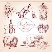 Conjunto de iconos decorativos de vino vector