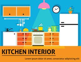 Kitchen interior poster vector
