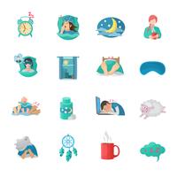 Sleep Time Flat Icons Set vector