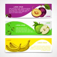 Colección de banners de frutas mixtas. vector