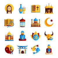 Conjunto de iconos de la religión vector