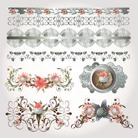 retro romantic borders vector