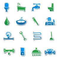 Plumbing tools sticker collection vector