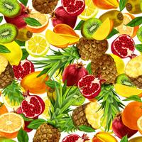 Tropical sliced fruits seamless background vector