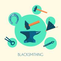 Blacksmith basic symbols emblems poster vector