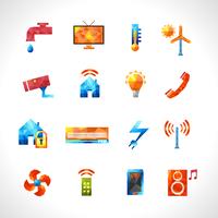 Smart House Polygonal Icons vector