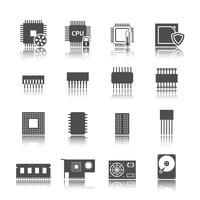 Computer circuit icons set vector