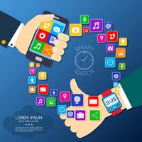 Smart watch synchro poster vector