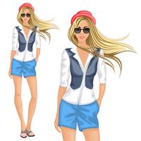 Blond hipster girl vector