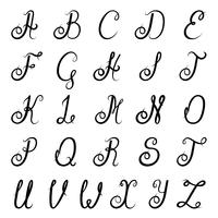 Calligraphy alphabet black