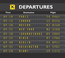 Impresión del tablero del aeropuerto vector