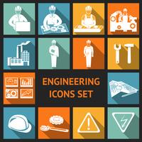 Conjunto de iconos de ingeniería plana vector