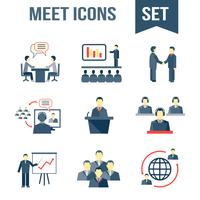 Meet business partners icons set vector