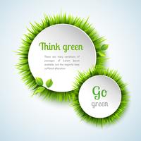 Grass double circle frame set vector