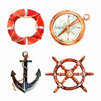 Watercolor Nautical Set vector