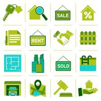 Real Estate Icons Green vector