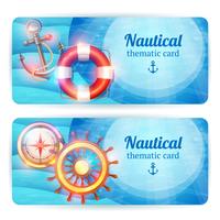 Marine horizontal banners set vector