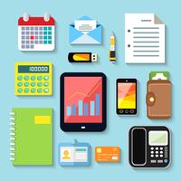 Business items and mobile devices vector