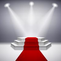 Illuminated stage podium with red carpet vector