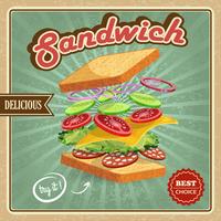 Salami sandwich poster vector