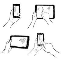 Hands touchscreen sketch set vector