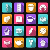 Sweets flat icons set vector