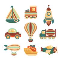 Transport Toys Icons Set vector