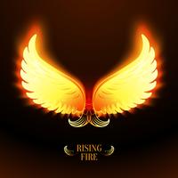 Bright glowing fire angel wings vector