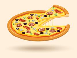 Meat cheese pizza symbol vector
