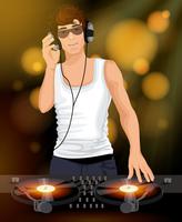 Male DJ with headphones vector