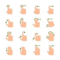 Hand touch gestures icons set vector