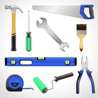 Realistic carpenter tools icons collection vector