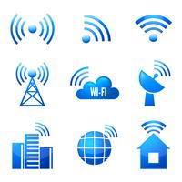 Wi-Fi glossy icons set vector