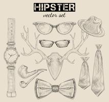 Hand drawn hipster style accessory set vector