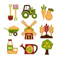 Farming Harvesting and Agriculture Icons Set vector