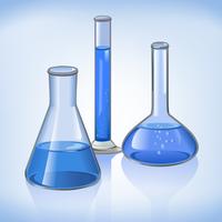 Blue laboratory flasks glassware symbol vector