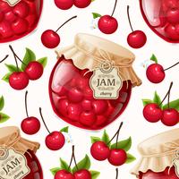 Cherry jam seamless pattern vector